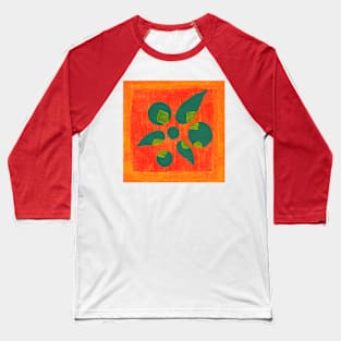 Abstract Flower - Green and Orange Baseball T-Shirt